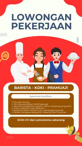 LOKER BARISTA - KOKI - PRAMUAJI