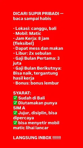 DRIVER PRIBADI !