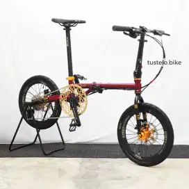 Sepeda Lipat 16 Plus MXL Jazz Maroon 9 Speed Seli 16+ by Tustelo.bike