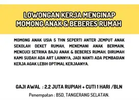 Dibutuhkan asisten rumah tangga momong dan beberes