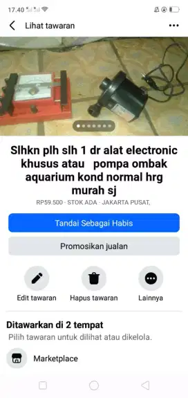 Slhkn plh slh 1 dr pompa aquarium ikan atau sblh nya kond normal murah