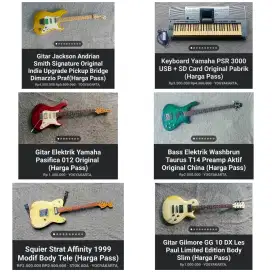 Gitar Akustik Elektrik Keyboard Bass Biola Kondisi Bekas