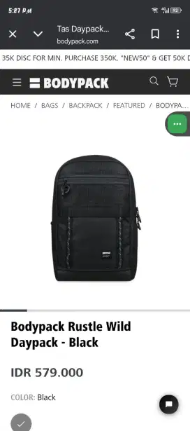 Backpack Bodypack Size 20L