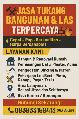 JASA TUKANG
BANGUNAN DAN LAS

BEKASI UTARA