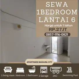 1 kamar sewa unfurnish lantai 6 fasilitas apartemen bassura city