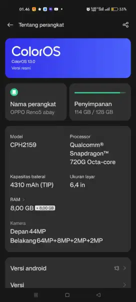 Oppo reno 5 4G normal