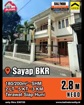 Di Jual Rumah 2 Lantai SHM Sayap BKR