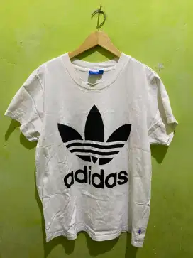 Kaos Adidas Bunga Big Logo Putih