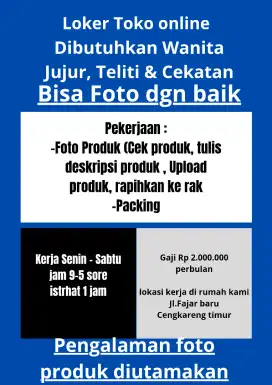 Loker admin toko online