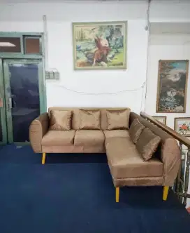 SET Sofa L Retro 3.1seater + Bantal Sofa - Kursi Tamu