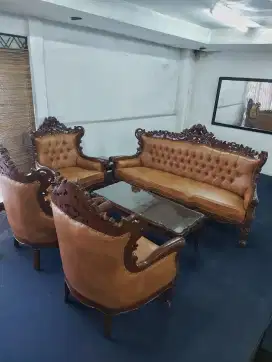 SET Kursi Tamu Kayu Jati Romawi Mawar Jambu 3111 - Sofa