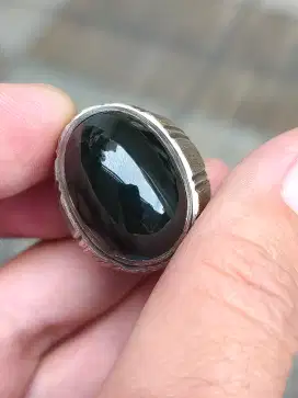 Batu black Jade Aceh Indocrase giok 24*17*10 mm ring perak