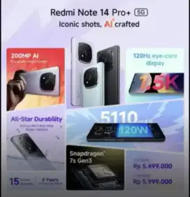 Xiaomi Redmi Note 14 Pro Plus + - Pro+ 8/256 - 12/512 NEW Grs Resmi