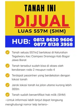 Dijual Tanah Di Ciampea Dramaga Kabupaten Bogor