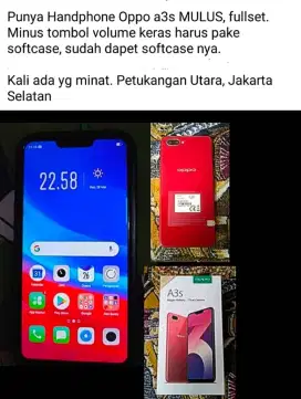 Handphone Oppo a3s ram 3/32 original fullset