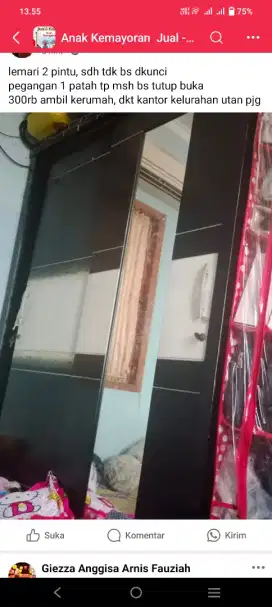 lemari 2 pintu bekas