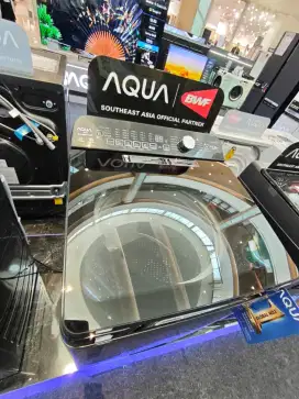 Promo spesial Aqua Em Top Loading 10,5KG bunga 0% dan 2x bebas cicilan
