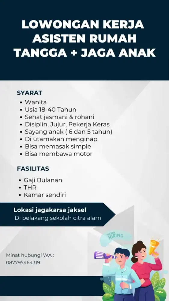 Loker ART Wanita yg niat  serius kerja
