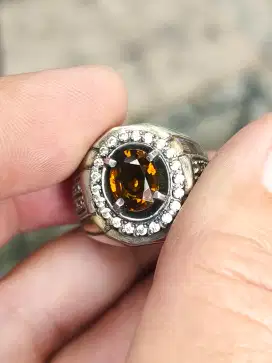 Cincin batu mali garnet 1.485 crat ring perak memo NGR