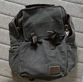 Tas Ransel bahan canvas premium kokoh warna hitam
