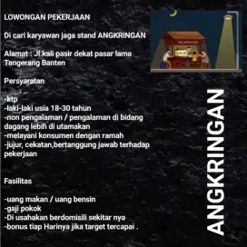 Di cari karyawan buat jaga stand ANGKRINGAN