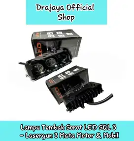 Lampu Tembak Sorot LED Laser Gun S3 SQL 3 CSP D2 3 Mata Mobil Motor