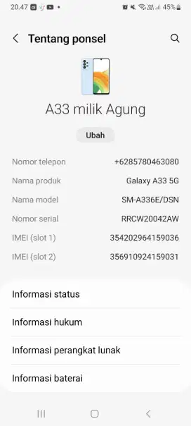 Hp samsung a33 jual santai