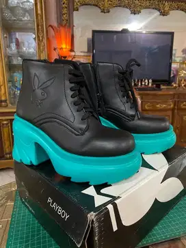 Original Sepatu Boots Playboy Hijau-Hitam uk 37