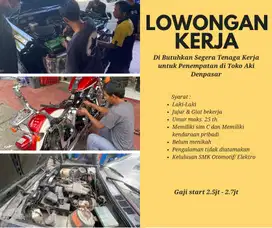 Dibutuhkan Tenaga Kerja Toko Aki