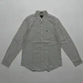 SHIRT AMERICAN EAGLE KEMEJA LENGAN PANJANG ABU MUDA POLOS ORIGINAL