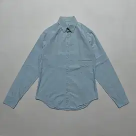 SHIRT ZARA KEMEJA LENGAN PANJANG POLOS BIRU MUDA ORIGINAL