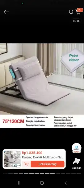 Sandaran ranjang portable elektrik
