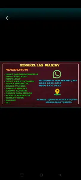 Bengkel las murah ujung harapan