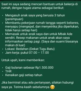 Butuh ART Area Bedahan
