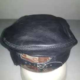 Topi Vintage Hat Leather Daddy Hat Black gas town