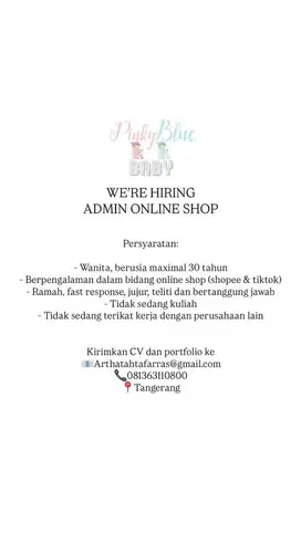 Dibutuhkan segera admin dan host live
