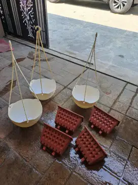 Pot bunga 7pcs gantung dan dinding -Bekas