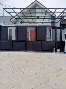 Pagar gerbang pintu besi kanopi