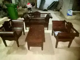 Set Kursi Tamu Jati Lawas Komplit + Meja