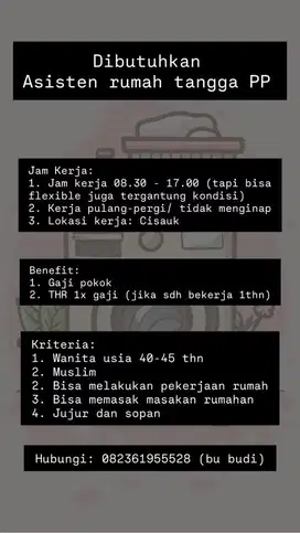 Dibutuhkan Pembantu Rumah Tangga