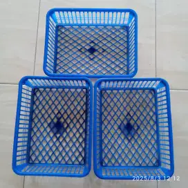 [BEKAS] Paket 6 bh Keranjang 22x28x7 cm Baki Anyaman Plastik Serbaguna