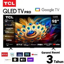 TCL QLED PRO 4K 98 Google TV 98C655 AIPQ Quantum DOT 144Hz Gaming TV