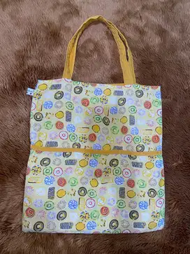 Tote Bag Motif Donat dan Polos Kuning