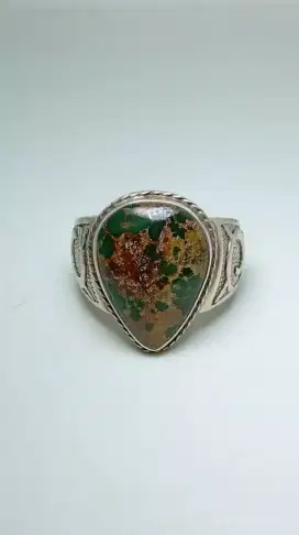Cincin perak handmade pirus Persia hijau kedondong