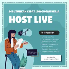 DIBUTUHKAN CEPAT LOWONGAN PEKERJAAN HOST LIVE  ONLINE SHOP JAKSEL