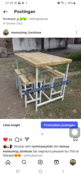 Meja kursi cafe
