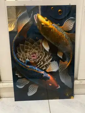 1 Paket Lukisan Ikan Koi dan Burung Merak Kembar
