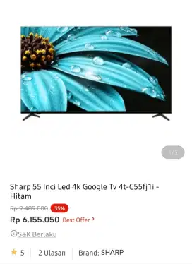 Sharp led google tv 55 inci