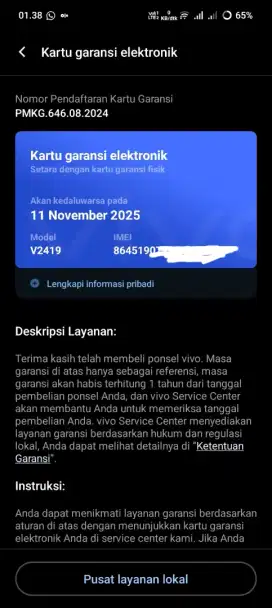 Vivo Y19s Ram 4+4/64Gb