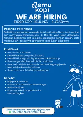 Dicari Driver/Rider Kopi Gerobak Keliling